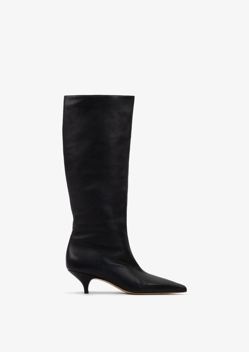 Cambre 50 Boot by Boutashkova with a split shaft and a square toe, shown from a top-down angle on a light gray background.